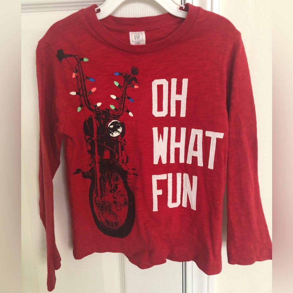 GAP Holiday Christmas Motorcycle Long Sleeve Top Boys Sz. 4T